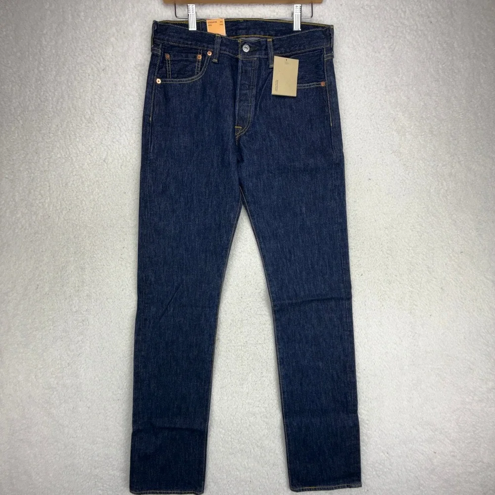 Levis 501 Original Fit Jeans Mens 30x36 Dark Wash Straight Leg Button Fly NWT